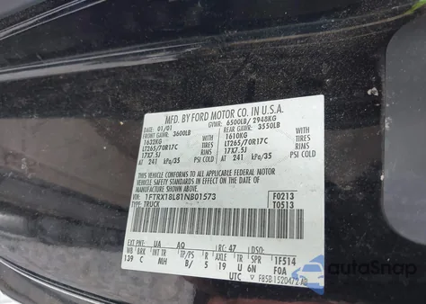 2001 Ford F150 from USA, damaged, VIN 1FTRX18L81NB01573